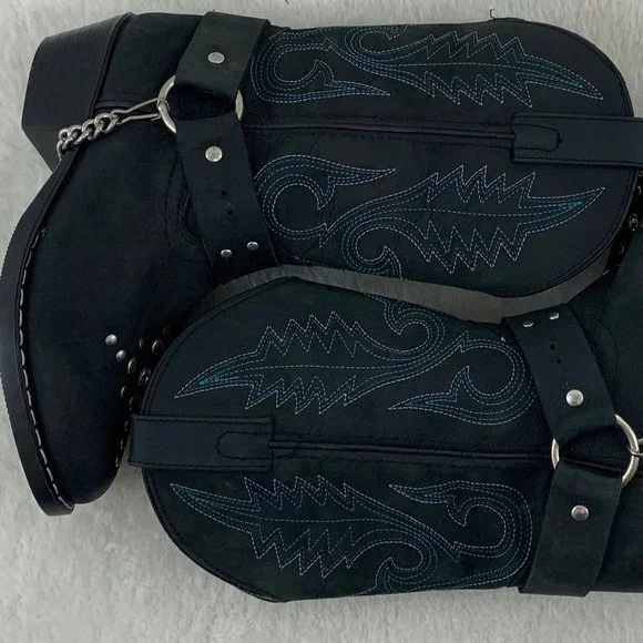 Smokey Mountain Embellished Black with Blue Cowgirl Boots Sz 13.5 - Picture 6 of 12